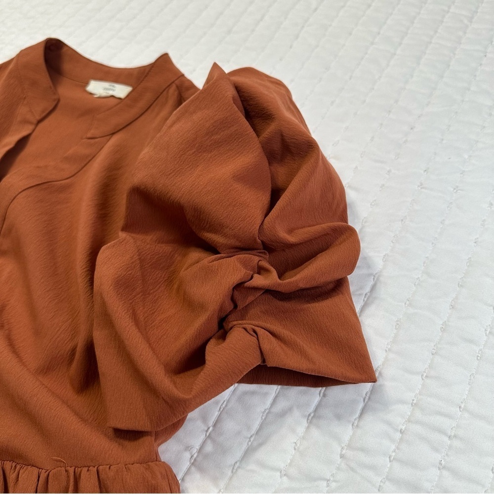 Entro V-Neck Tiered Puff Sleeve Mini Dress With Pockets - Picture 10 of 16